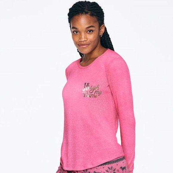 Pink Cozy Long Sleeve Sleep Tee 